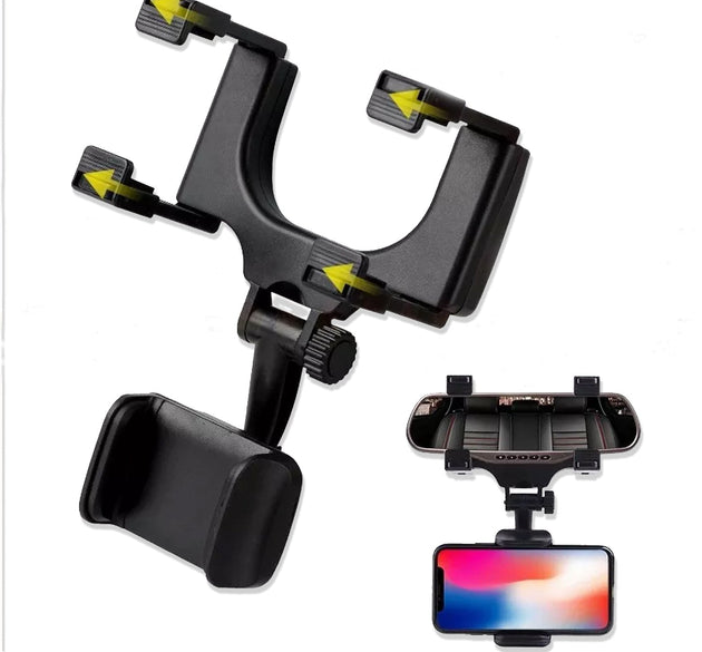 Universal rear view mirror mobile phone mount stand for vehicles