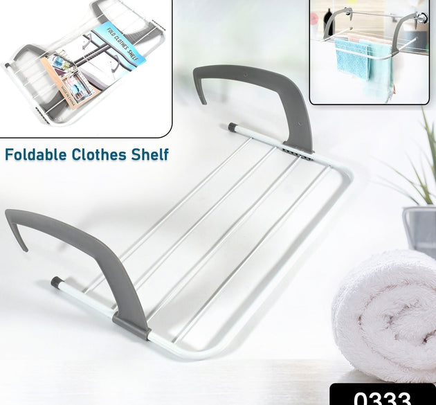 Metal Steel Folding Drying Rack for Clothes Balcony Laundry Hanger for Small Clothes Drying Hanger Metal Clothes Drying Stand, Socks and Plant Storage Holder Outdoor / Indoor Clothes-Towel Drying Rack Hanging on The Door Bathroom