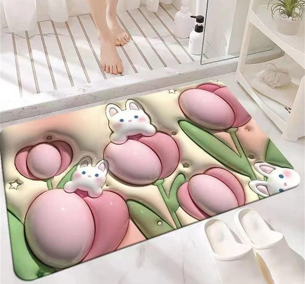 Non-slip stone bath mat for bathroom