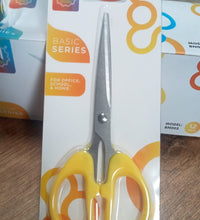 Stainless steel scissors with a focus on their sharp blades and ergonomic handle for precision cutting