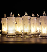 Group of melted design flameless candles.