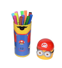 Minions sketch pen set in case with pens visible, ideal for creative activities.