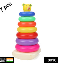 Close-up of teddy bear stacking rings for kids