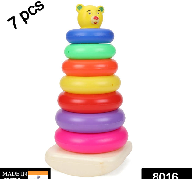 Set of 7 plastic stacking rings in teddy bear shape