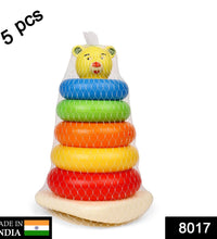 Plastic toy with rings for stacking and learning.