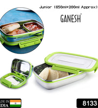 Stainless steel lunch pack with multiple compartments for meals