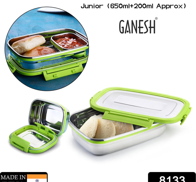 Ganesh Junior stainless steel lunch pack, suitable for office and school