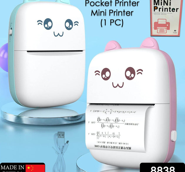 Pocket Mini Printer, Mobile Phone Bluetooth Connection Wireless Mini Thermal Printer with Android or iOS APP for Pictures, Portable Smart Printer,Contains 1 Rolls Thermal Paper, with Fast Paper Output for Photo Image