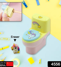 Cute toilet pencil sharpener with eraser, fun and functional