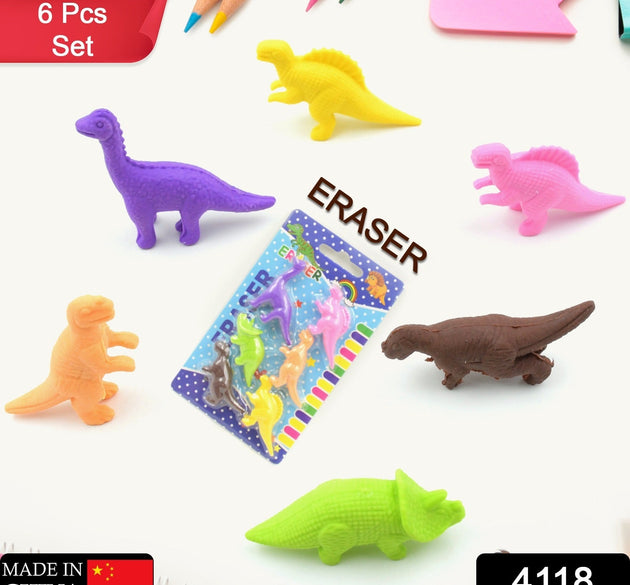 Dinosaur Shaped Erasers Animal Erasers for Kids, Dinosaur Erasers Puzzle 3D Eraser, Mini Eraser Dinosaur Toys, Desk Pets for Students Classroom Prizes Class Rewards Party Favors (6 Pcs Set )