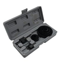 12-piece hole saw kit for drilling various sizes.