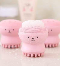 Octopus-shaped silicone face scrubber, useful for cleansing and massaging.