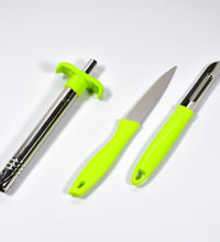 Knife, peeler, and lighter combo set for kitchen use