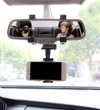 Rear view mirror mobile mount for secure phone placement in cars