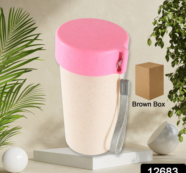 Travel Coffee Cup Portable Water Bottle Wheat Straw Coffee Tea Mug Coffee Mug with Lids for Coffee Tea (300 ML Approx)