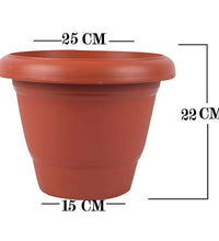 Brown plastic pot for garden plants and flowers