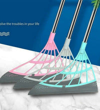 Eco-friendly broom with a scraper for easy cleaning