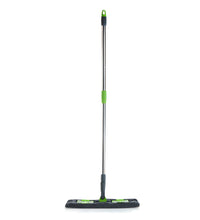 Flat mop for wet and dry use, microfiber, with rotating head and telescopic handle.