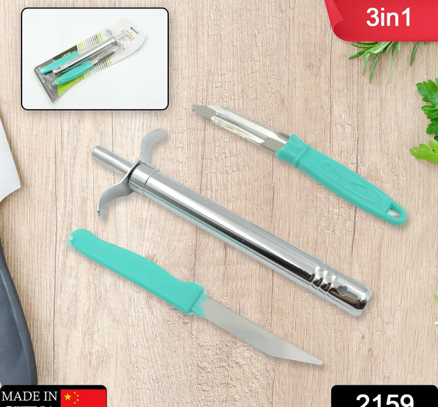 Kitchen combo set with lighter, knife, and peeler