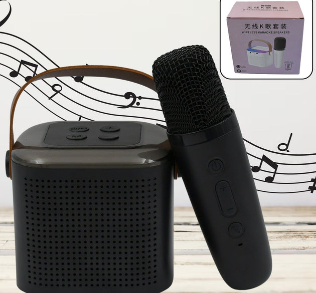 Wireless Speaker Microphone Set, RGB Light Support Memory Card PortableKaraoke Machine Perfect  for Travel TV