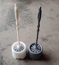 Potted holder with toilet brush, side view