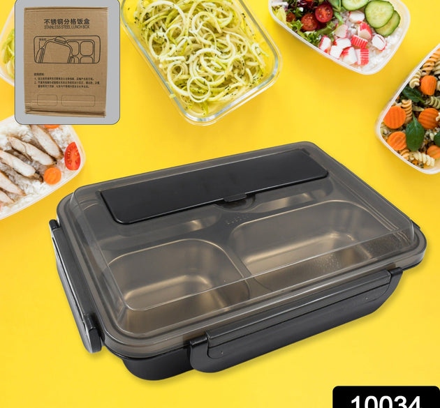 4 Compartment Insulated Lunch Box Stainless Steel |Tiffin Box for Boys, Girls, School & Office Men for Microwave & Dishwasher & Freezer Safe Adult Children Food Container (1 Pc)