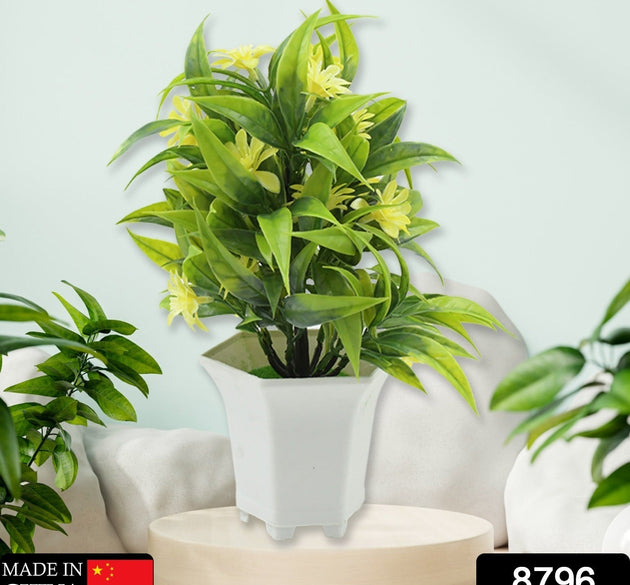 Wild Artificial Flower Plants with Cute Pot | Flower Plant for Home Office Decor | Tabletop and Desk Decoration | Artificial Flower for Balcony Indoor Decor, Plants for Living Room (1 Pc)