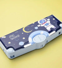 Kids' pencil box with space theme and magnetic features