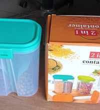 Food grain container with sections and box