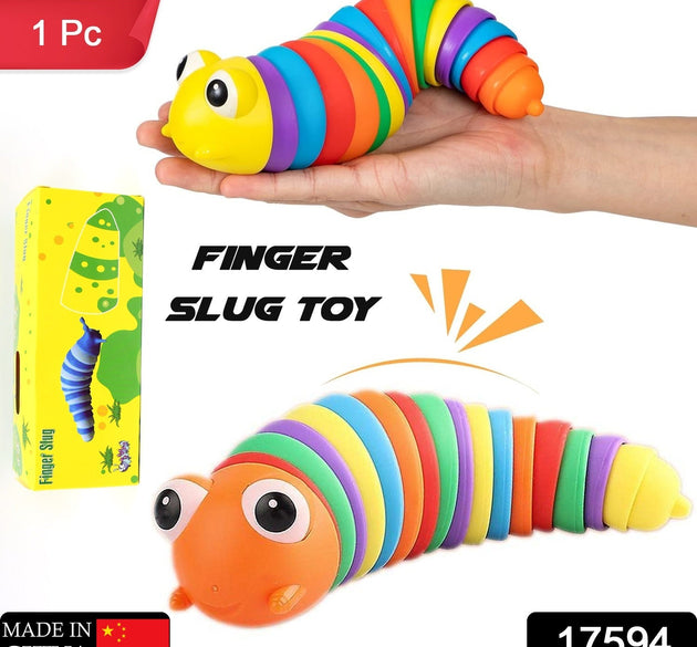 3D Rainbow Color Plastic Slug Fidget Toys, Stress Relieving Toy, Sensory Slug Toy for Boys and Girls, Finger slug Toy, for Autistic, Caterpillar Fidget Toys Stress Relief Gifts for Toddlers Kids Adults  (1 Pc)