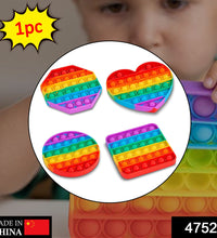 of the random shape rainbow fidget, highlighting its texture and colorful pattern