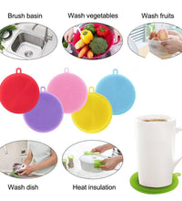 Heat-resistant silicone dish scrubber, mildew-free and non-stick.