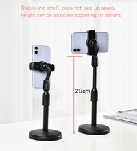 Desktop mobile phone holder, height adjustable, perfect for hands-free viewing on table tops.