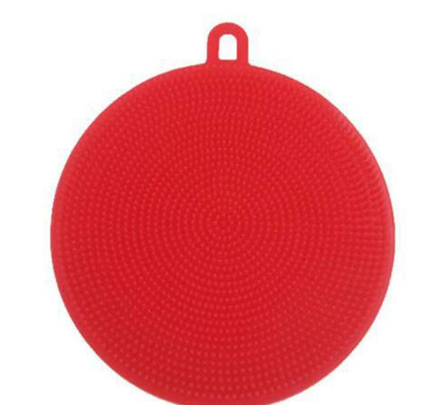 Silicone dish scrubber sponge, mildew-free, non-stick, heat resistant.