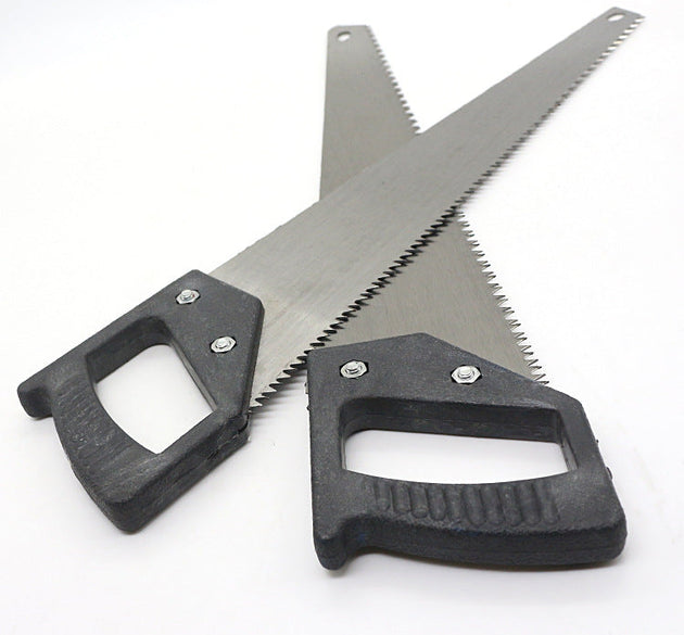 Powerful hand saw with hardened steel blades.