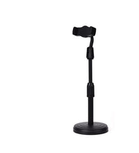 Height adjustable phone stand for desktops, ideal for hands-free usage on tables.