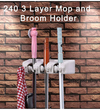 3-layer holder for organizing cleaning tools.