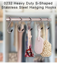 Five-piece set of strong stainless steel S-shaped hooks for various uses.