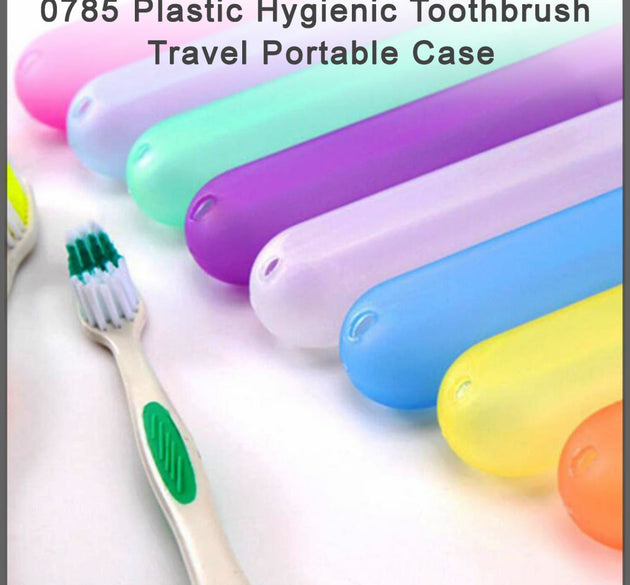 Portable toothbrush travel case, hygienic plastic design.