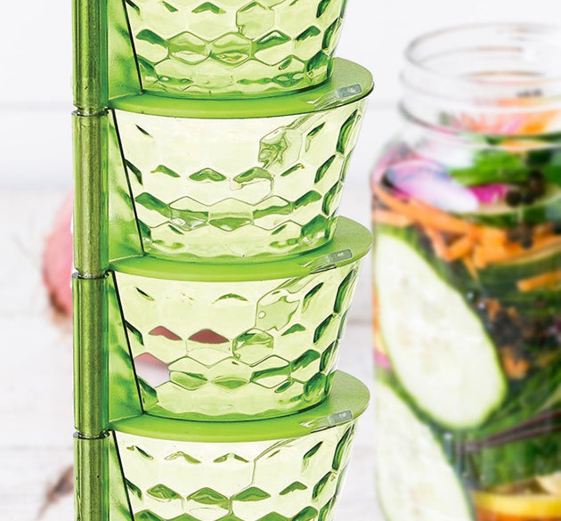 4-in-1 rotating pickle rack container for kitchen storage