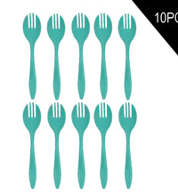 Set of 10 durable dinner forks designed for home kitchens.