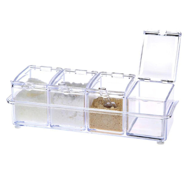 Acrylic spice rack with lids