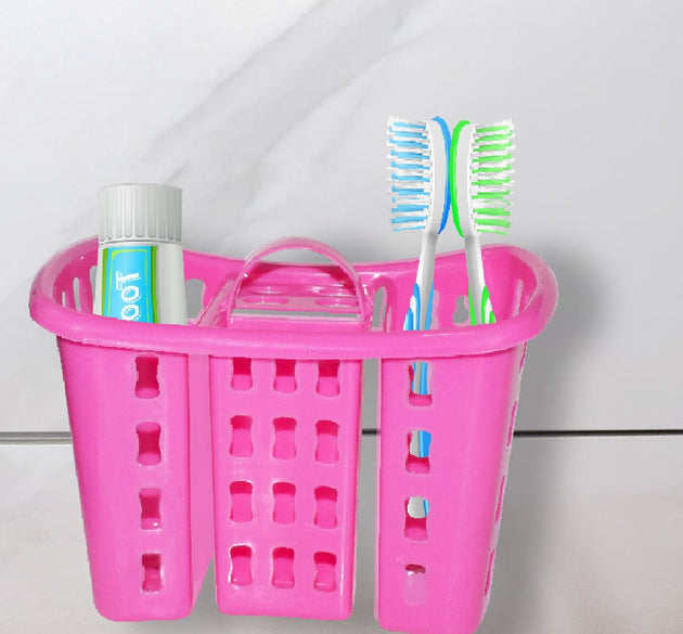 Compact 4-in-1 bathroom organizer for toothbrush and toothpaste