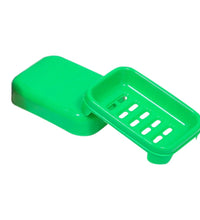 Soap holder with a secure lid, ideal for maintaining soap freshness.