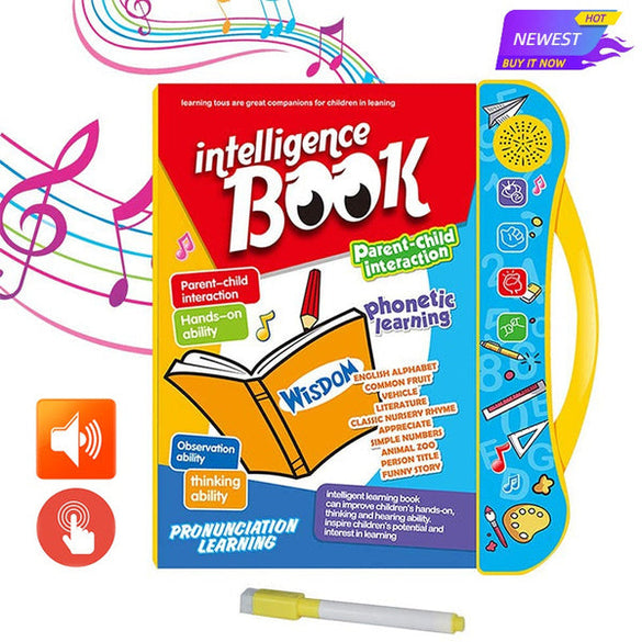 Musical learning study book with numbers and letters for kids