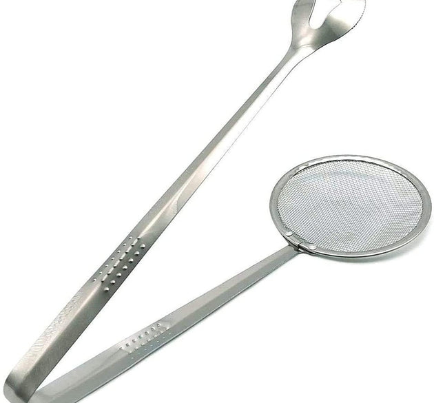 2-in-1 stainless steel filter spoon with clip, multi-functional.