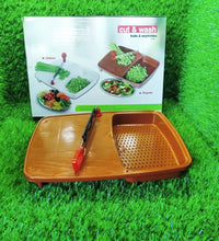 Fruit and vegetable prep box with tray, used for cutting and washing in the kitchen.