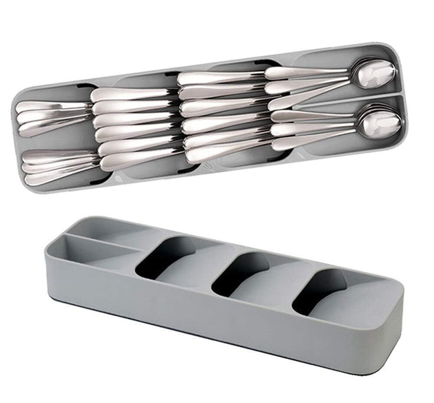 Cutlery tray box with compartments for organizing utensils and cutlery