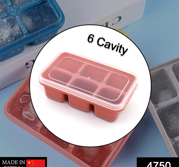 6 cavity Silicone Ice Tray used in all kinds of places like household kitchens for making ice from water and various things and all.