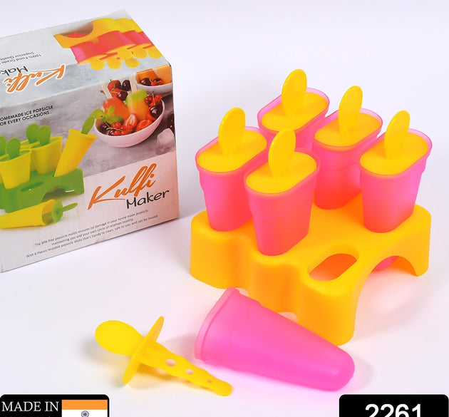 Plastic kulfi mould set with 6 pieces for homemade desserts